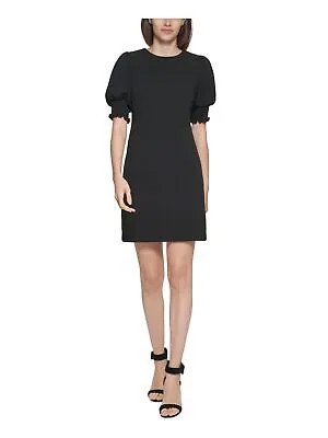 CALVIN KLEIN Женское черное вечернее платье-футляр с короткими рукавами и манжетами 14
