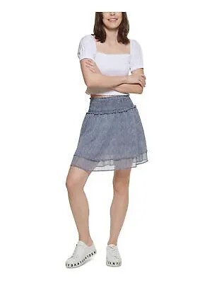 DKNY JEANS Женская белая прозрачная юбка-трапеция выше колена с оборками на подкладке XS