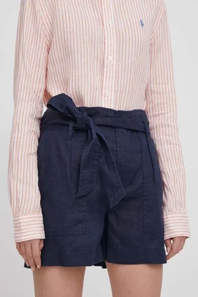 Льняные шорты Lauren Ralph Lauren, темно-синий