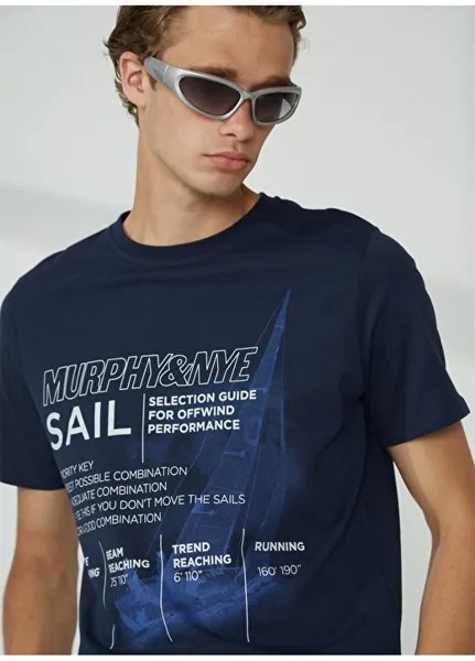 Однотонная мужская футболка с круглым вырезом темно-синего цвета RIG T-SHIRT Murphy&Nye, темно-синий