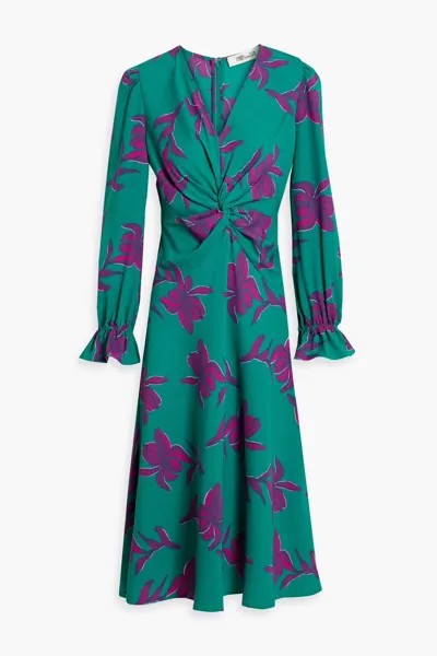 Платье миди из крепа Anaba с перекрученным цветочным принтом Diane Von Furstenberg, зеленый
