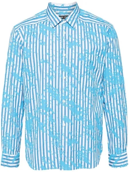 Comme des Garçons Homme Deux полосатая рубашка с эффектом разбрызганной краски, синий