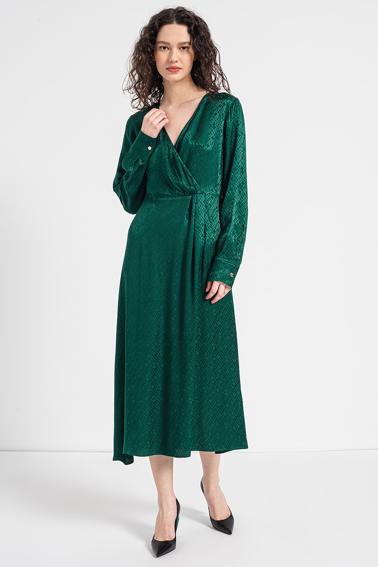 Атласное платье с вырезом Tommy Hilfiger, зеленый