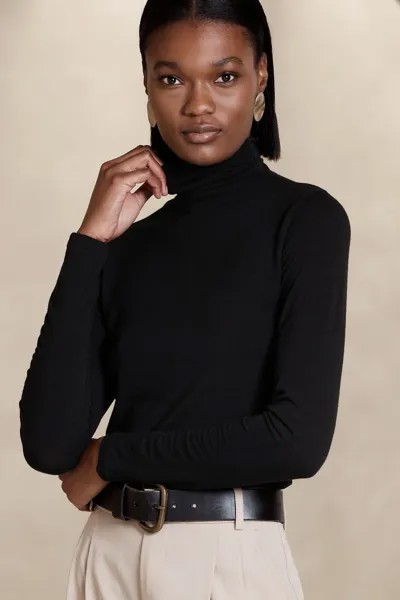 Водолазка из сабельной шерсти Banana Republic, черный
