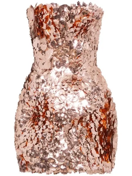 Oscar de la Renta платье Petal Paillette, розовый