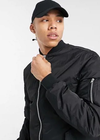 Черный стеганый бомбер с карманом MA1 ASOS DESIGN Tall