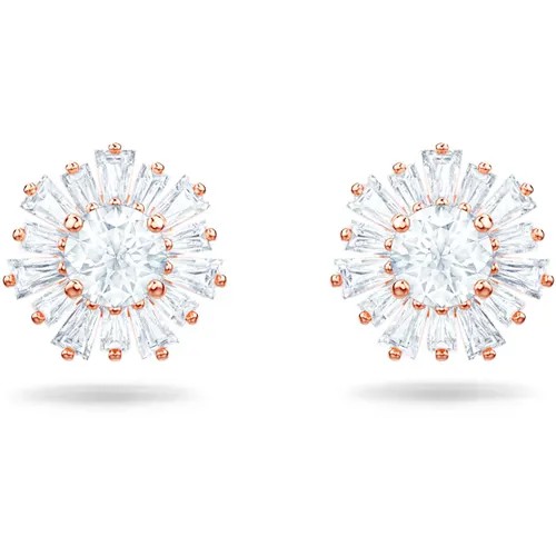 Серьги пусеты SWAROVSKI, кристаллы Swarovski, золотой