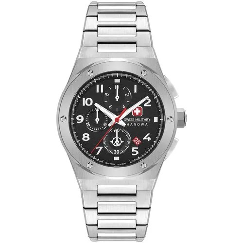 Наручные часы Swiss Military Hanowa Land Наручные часы Swiss Military Hanowa SMWGI2102001 мужские, кварцевые, хронограф, секундомер, водонепроницаемые, серебряный