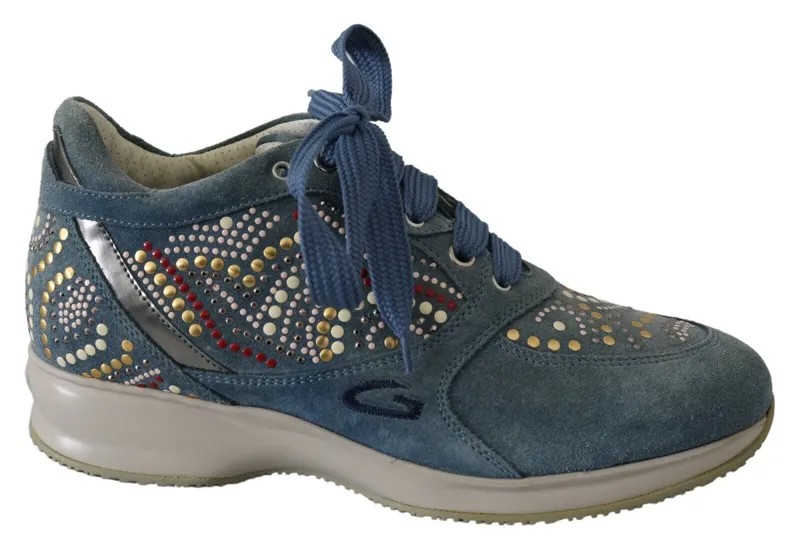 ALBERTO GUARDIANI Shoes Синие кроссовки с логотипом и шипами, женские на шнуровке EU37 / US6.5