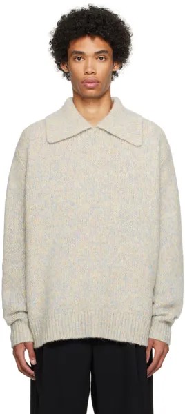 Синяя рубашка-поло с раздвинутым воротником Dries Van Noten