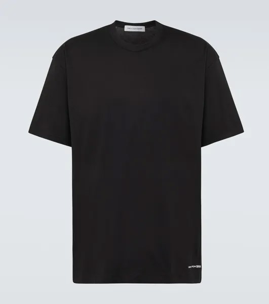 Футболка из хлопкового джерси с логотипом Comme Des Garçons Shirt, черный