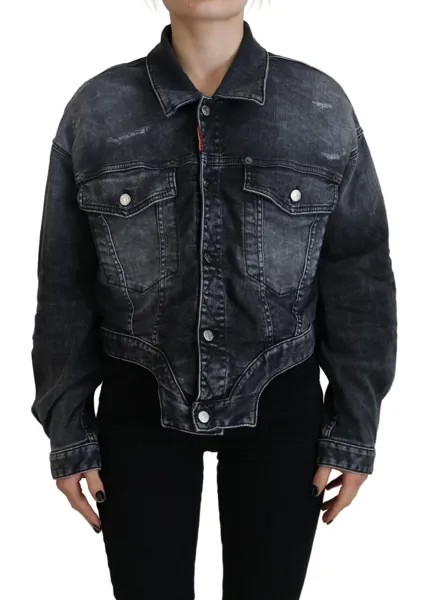 Куртка DSQUARED2 Серая, укороченная женская джинсовая куртка из стираного хлопка IT38/US4/XS Рекомендуемая розничная цена 940 долларов США
