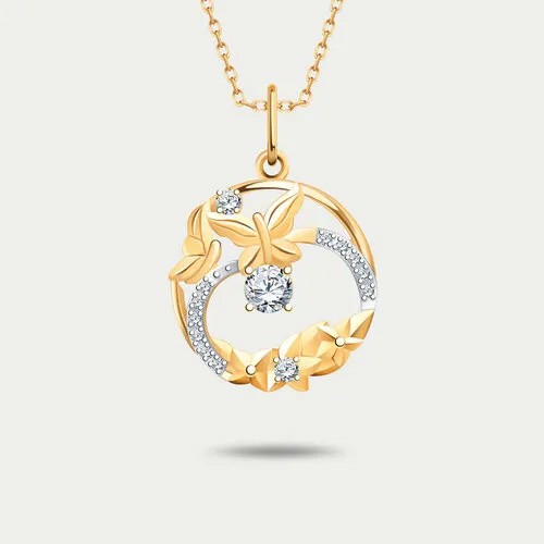 Подвеска GOLD CENTER, белое золото, 585 проба, фианит