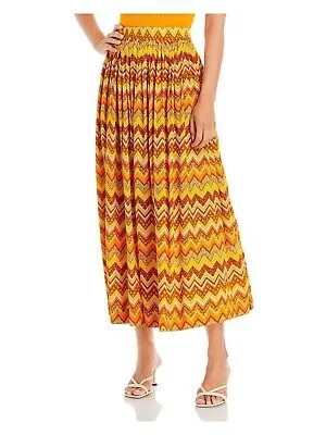 Женская желтая плиссированная юбка-трапеция с присборенной талией размера S/W/F для работы, M