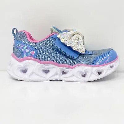 Skechers Girls Heart Lights 302091N Синяя повседневная обувь Кроссовки Размер 9