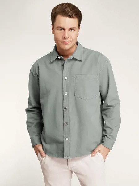 Джинсовая рубашка мужская oodji 6L430002M зеленая 2XL