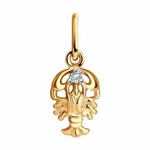 Подвеска GOLD CENTER, красное золото, 585 проба, фианит