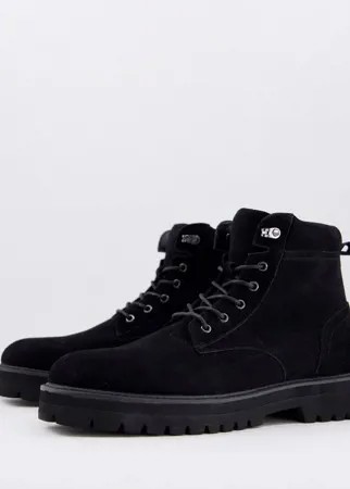 Черные ботинки на шнуровке из искусственной замши ASOS DESIGN-Черный цвет