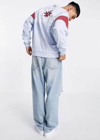 Свитшот в стиле oversized со вставками колор блок и принтом на спине ASOS DESIGN-Голубой