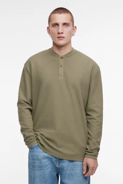 Лонгслив oversize хлопковый с застежкой на груди