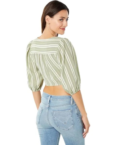 Топ BCBGeneration Woven Tie Front Crop Top, цвет Olive/Ivory
