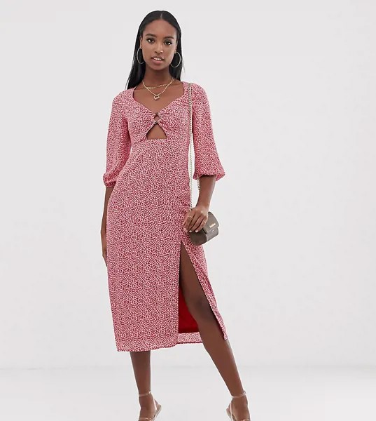 Платье миди в горошек с пряжкой-кольцом Fashion Union-Розовый