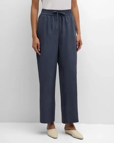 Укороченные брюки карго из стираного шелка Petite Eileen Fisher, цвет Ocean