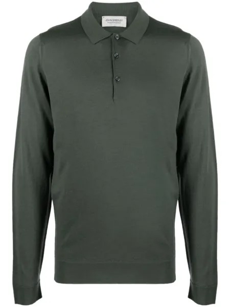 John Smedley рубашка поло Belper с длинными рукавами, зеленый
