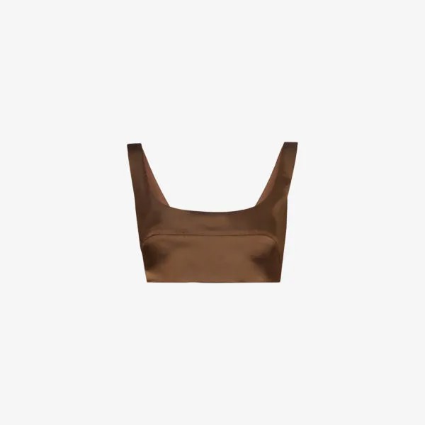 Укороченный атласный топ Ada Frankie Shop, коричневый
