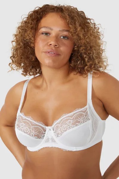 Кружевной бюстгальтер минимайзер DD+ Gracey Dorothy Perkins, белый