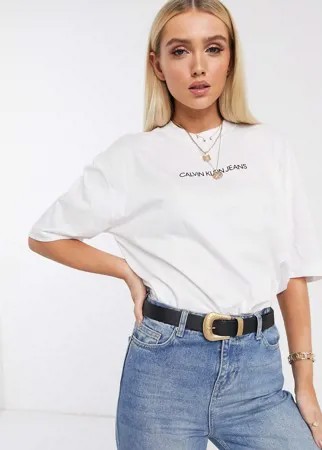 Oversize-футболка с логотипом Calvin Klein Jeans-Белый
