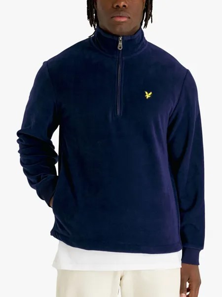 Флисовый джемпер с воротником на молнии 1/4 Lyle & Scott, темно-синий
