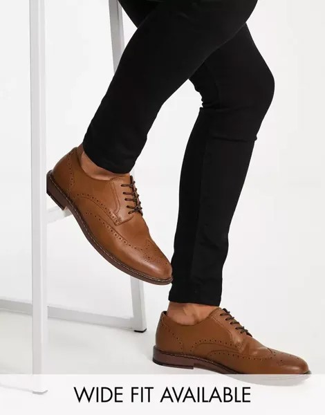 Светло-коричневые туфли-броги из искусственной кожи ASOS