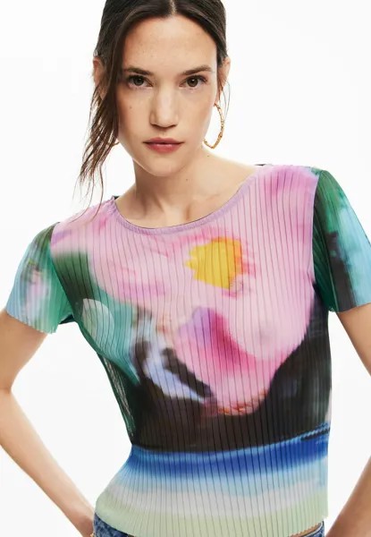 Футболка с принтом Desigual, зеленый