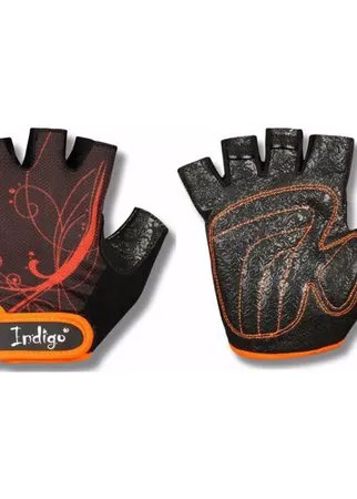 Перчатки для фитнеса женские INDIGO сетка,эластан,и/замша SB-16-1743 Черно-оранжевый XS
