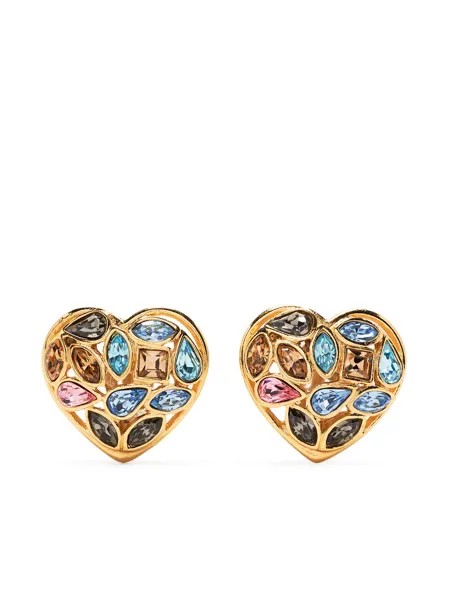 Yves Saint Laurent Pre-Owned серьги-клипсы с кристаллами
