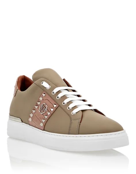 Кожаные низкие кеды The Plein Original TM Philipp Plein, бежевый