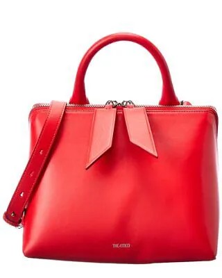 Большая дневная кожаная женская сумка Attico Monday, красная