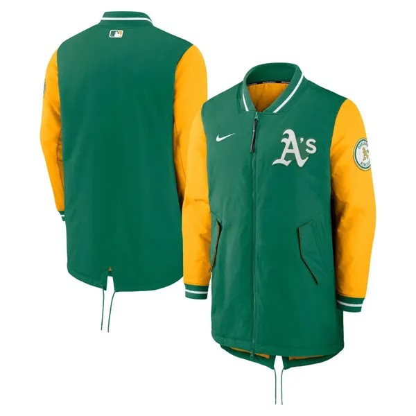 Мужская зеленая куртка с молнией во всю длину Oakland Athletics Authentic Collection Dugout Performance Nike
