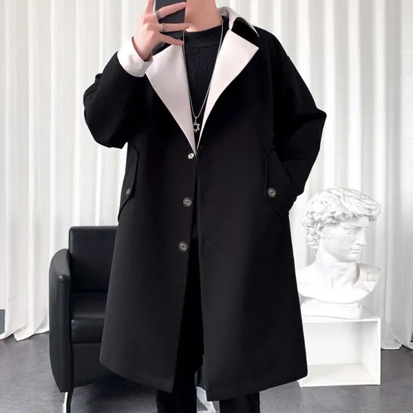 Красивая японская винтажная Мужская ветровка большого размера, осенняя длинная британская куртка, мужской детективный Тренч