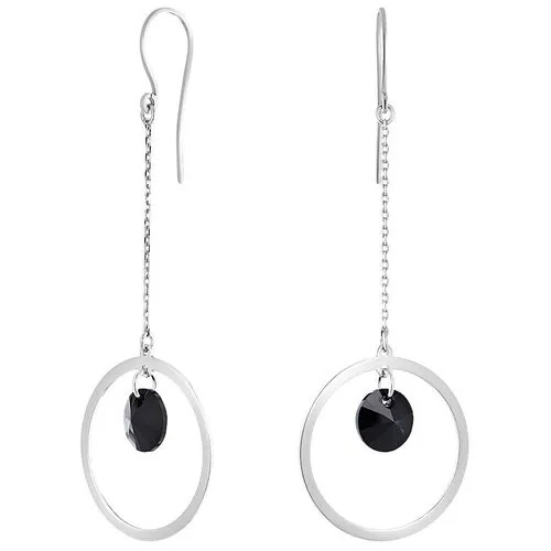 Серьги Ювелир Карат, серебро, 925 проба, родирование, кристаллы Swarovski, серебряный
