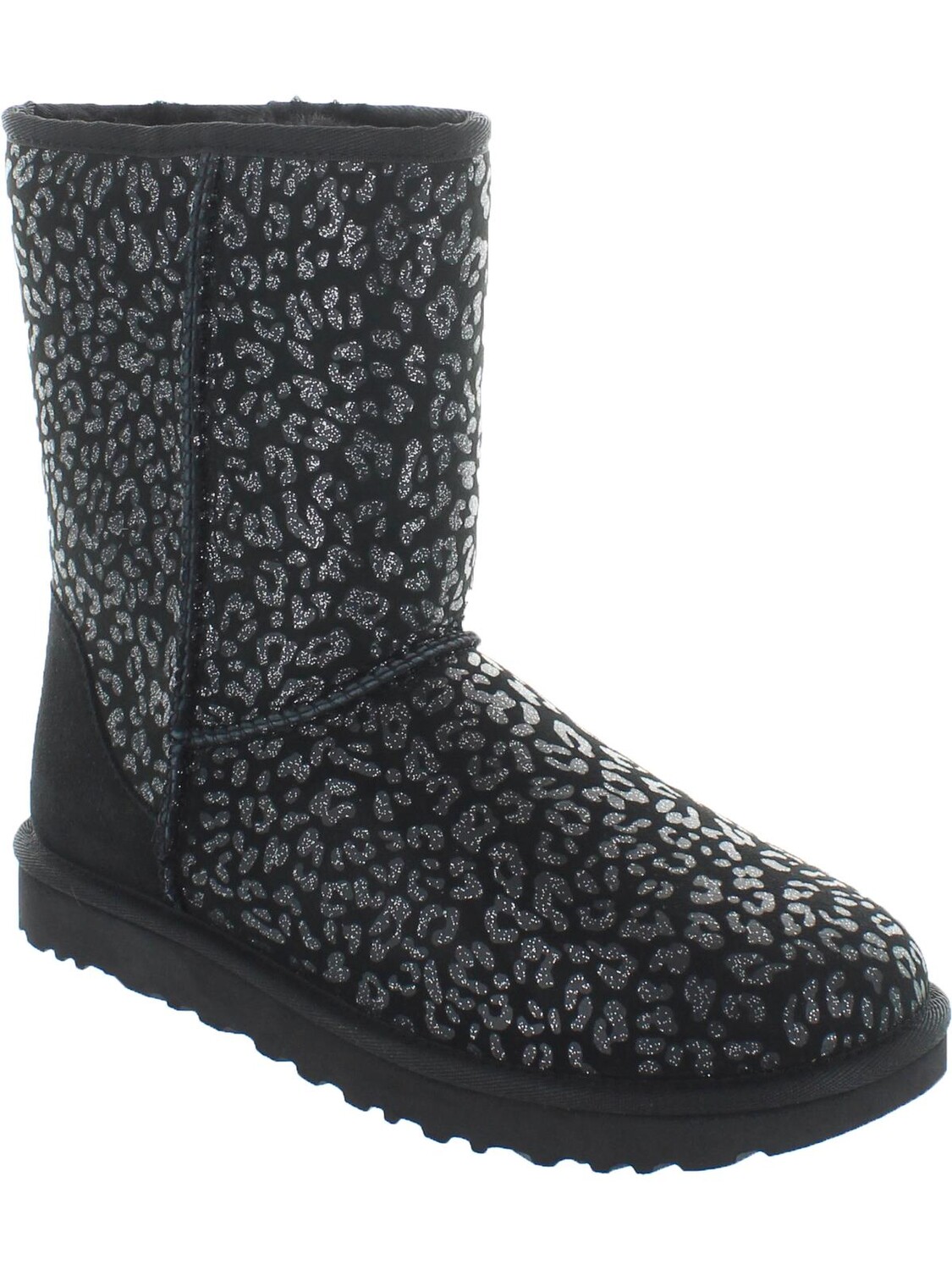 Классические короткие женские замшевые зимние ботинки снежного леопарда UGG, черный