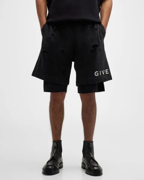 Мужские спортивные шорты с логотипом Destroyed Givenchy