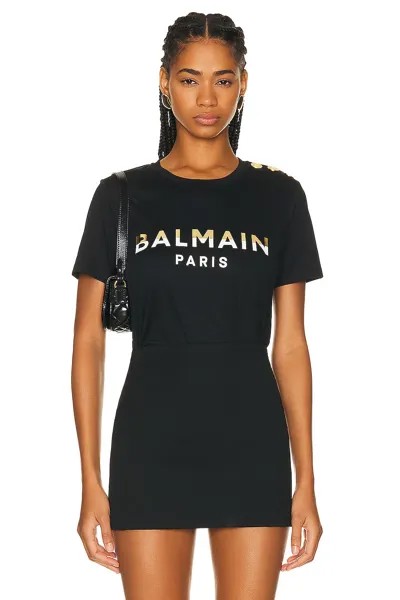 Футболка Balmain Print Foil, цвет Noir & Creme