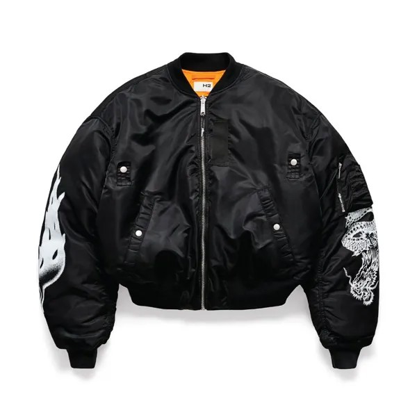 Двусторонняя куртка H&M H2 Bomber, черный/оранжевый