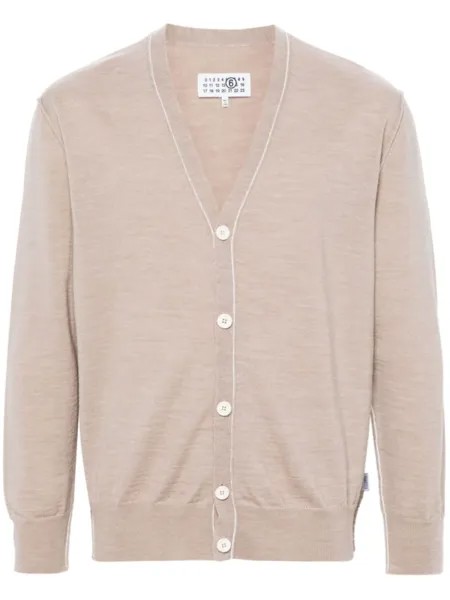 MM6 Maison Margiela кардиган в рубчик, нейтральный цвет