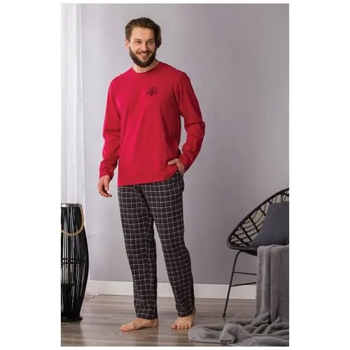 Пижама мужская со штанами Key MNS 432, красный, XL(52-54)