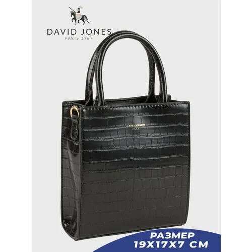 Сумка кросс-боди DAVID JONES, фактура под рептилию, черный