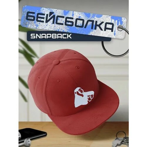 Бейсболка, кепка красная с белым принтом Животные Обезьяна - 71