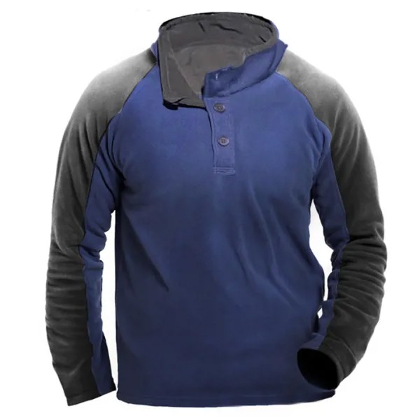Мужская уличная лыжная теплая флисовая куртка Henley Fleece Tactical Sweatshirt Jacket